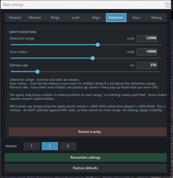 Overwatch Detection settings