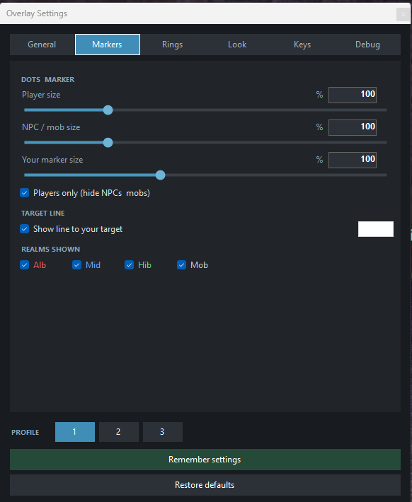 Simple Eye Markers settings