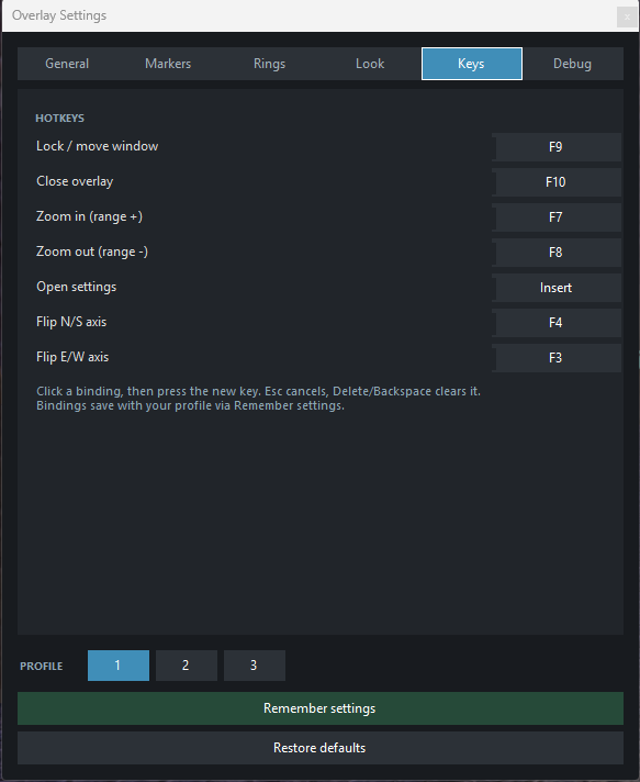 Simple Eye Keys settings
